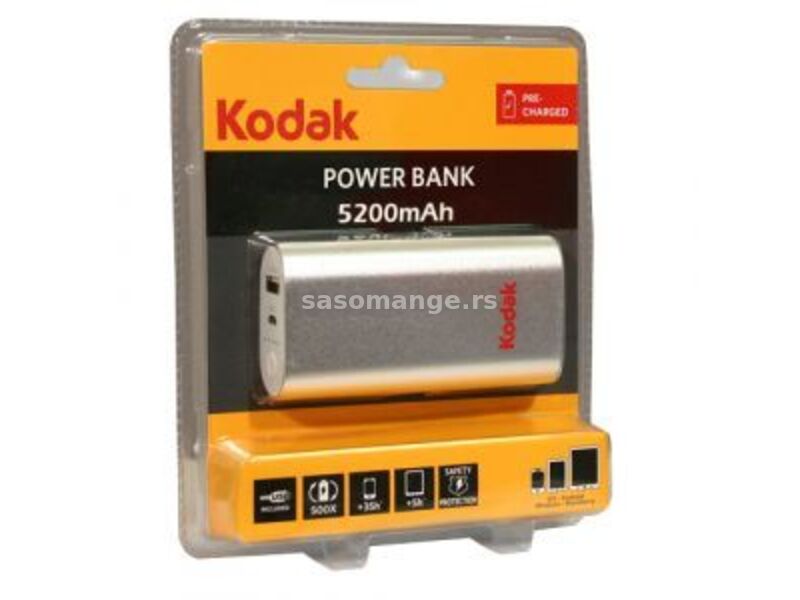 Kodak 30411890 Power Bank 5200 mAh Sivi