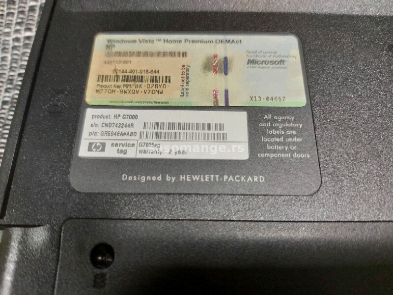 HP G7000 250GB/2GB/15.6/baterija 1h