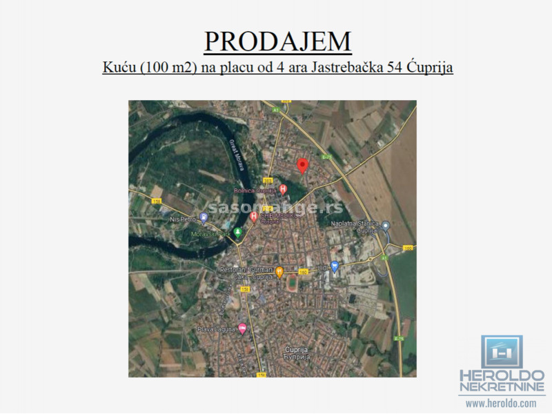 Prodaje se kuca površine 111m2 na placu od 4 ara u Ćupriji. Izuzetna lokacija i potencijal.