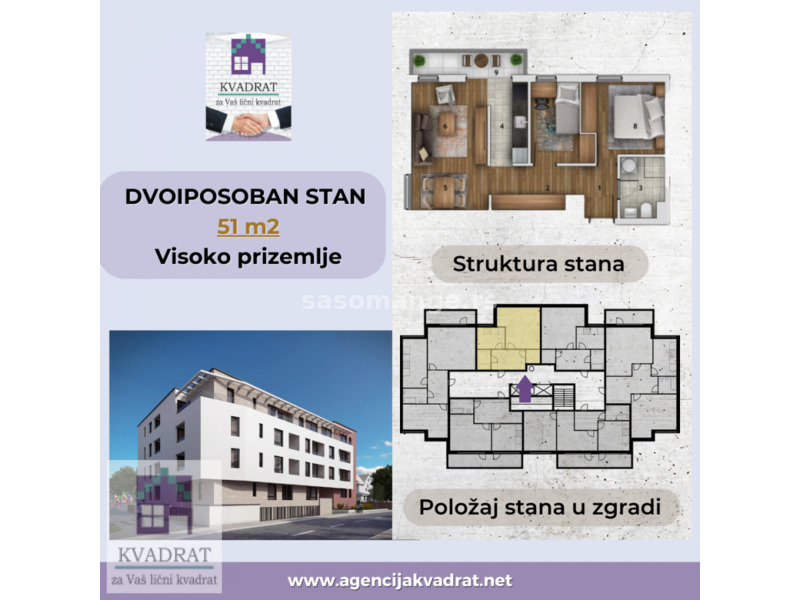 Dvoiposoban stan 51 m, VPR, Obrenovac, Rvati 84 150 (POVRAĆAJ PDV-a)