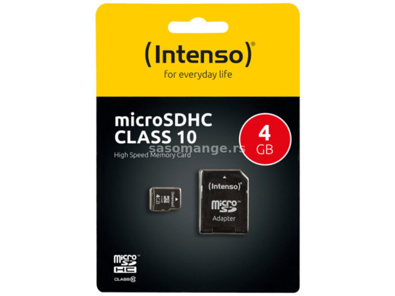 Intenso micro SD kartica 4GB class 10 (SDHC &amp; SDXC) sa adapterom - SDHCmicro+ad-4GB/Class10