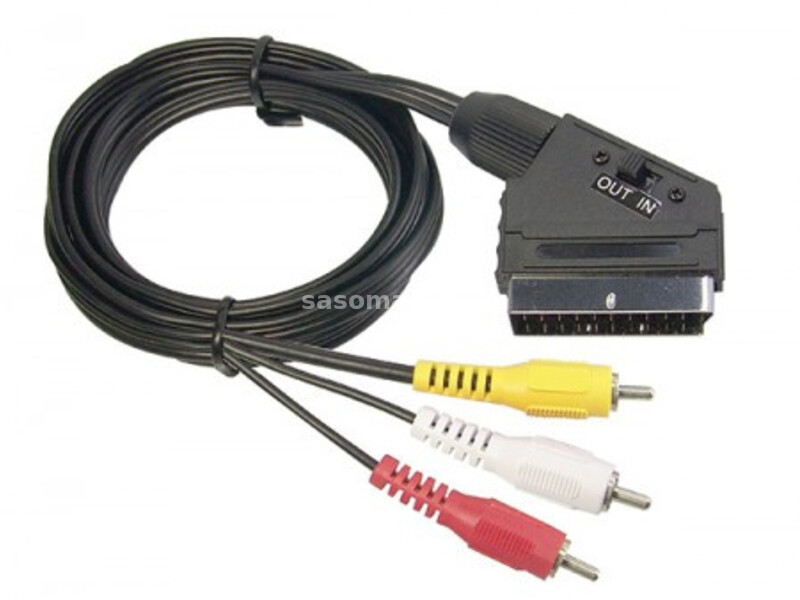 Kabl SCART to 3RCA, with IN-OUT swich, 1.5m ( SCART--&gt;3RCA )