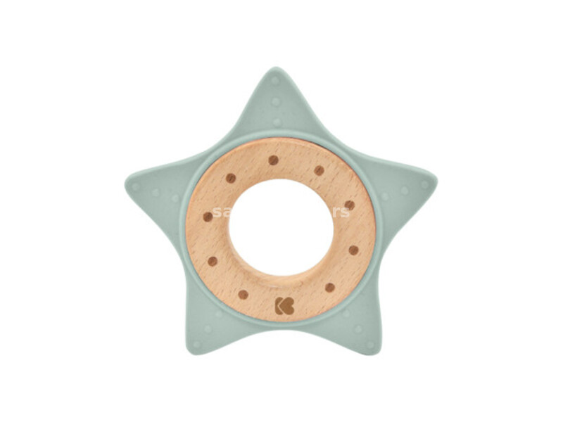 KikkaBoo drvena igračka sa silikonskom glodalicom star mint ( KKB22059 )