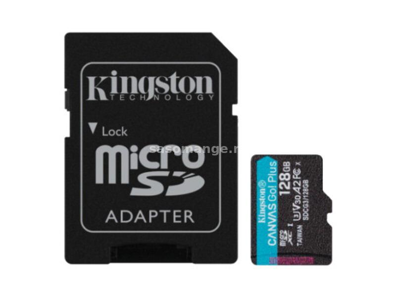 Kingston MicroSD 128GB, canvas Go! plus, class 10 UHS-I U3 V30 A2 w/SD adapter ( SDCG3/128GB )