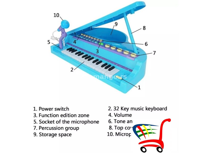 Klavir deciji 32 dirke i stolica/plavi - Klavir deciji 32 dirke i stolica/plavi