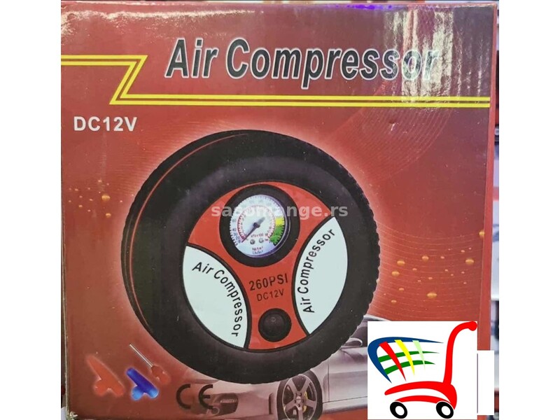 Kompresor za auto sa nastavcima za lopte i bicikle - Kompresor za auto sa nastavcima za lopte i b...
