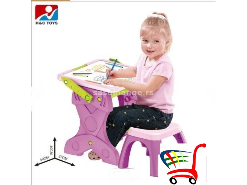 Kreativni sto za crtanje za decu+ stolica - Kreativni sto za crtanje za decu+ stolica