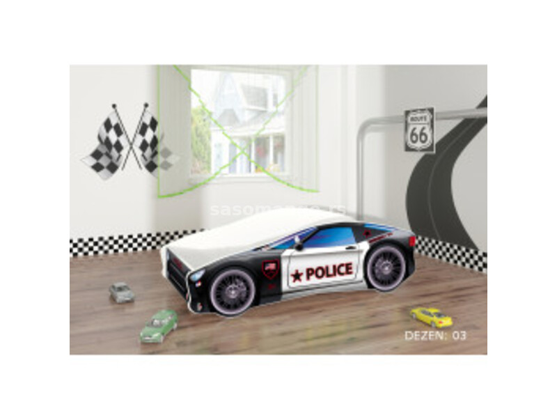 ACMA CAR V deciji krevet 180×80 + GRATIS DUSEK Police Dezen: 03