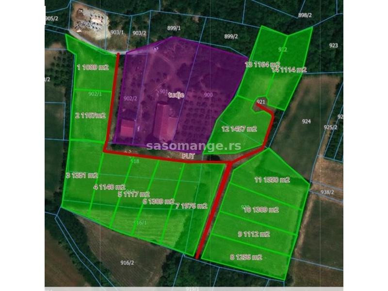 Plac Parcani, 38km od centra BG, 210 ari, gradsko gradj. sa sopstvenim izvorom, plin, stuja, voda