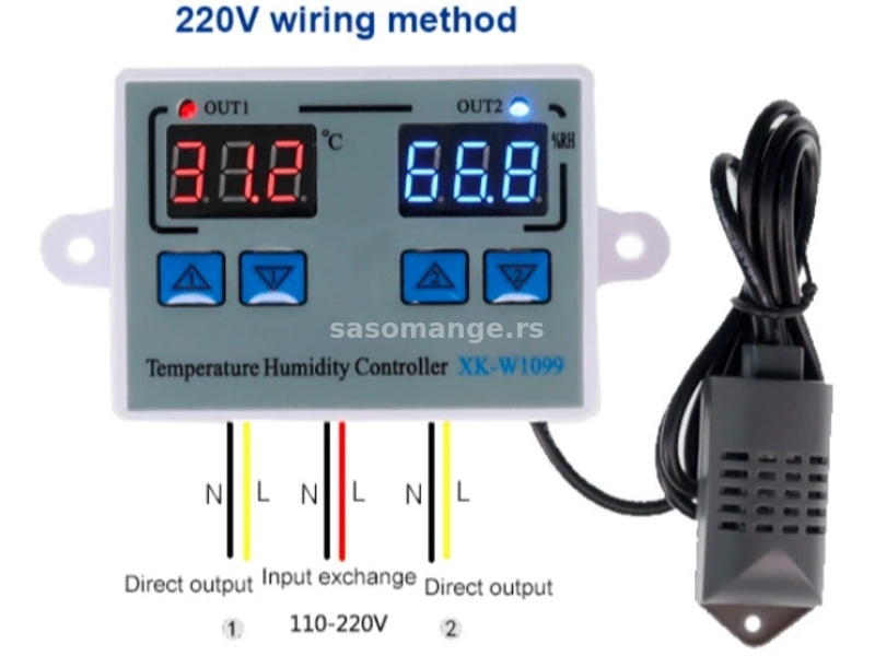 Kontroler vlage i temperature 220V vlagomer za inkubator, kucu, terarijum