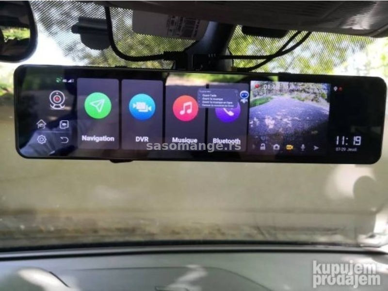 Android uredjaj u retrovizoru rikverc i prednja kamera