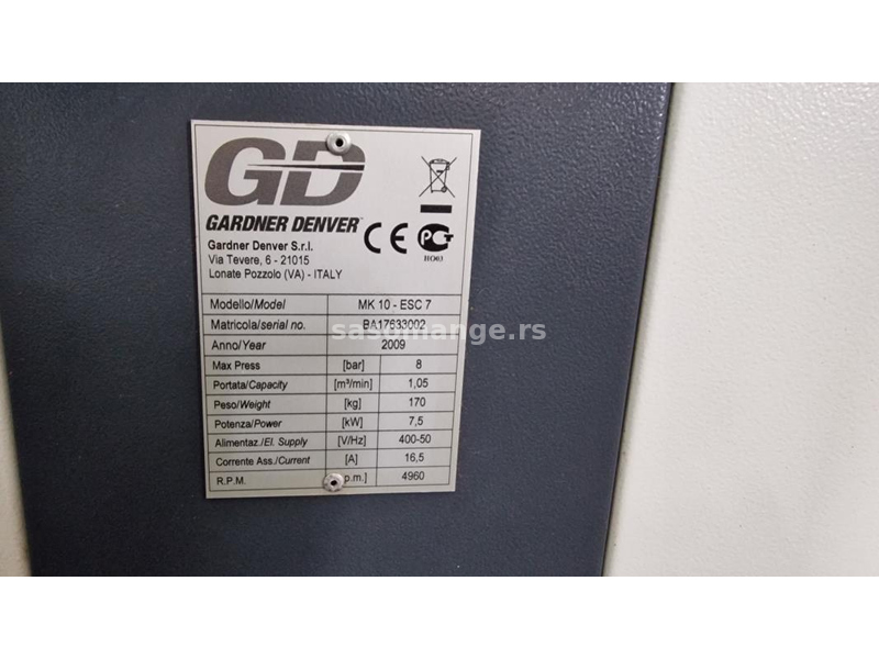 Vijčani kompresor GARDNER DENVER MK10 - ESC 7 8 bar