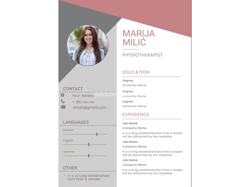 Profesionalna i brza izrada CV-a, motivacionih pisama na srpskom, engleskom i nemačkom jeziku.