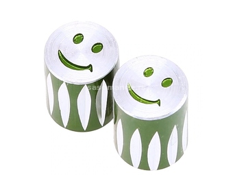 Kapice za ventile - Smile face - 4 komada zelene