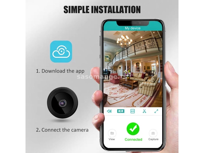 Mini IP bezbednosna kamera 1080P Wi-Fi nadzorna kamera Babi Monitor A9