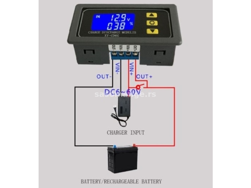 Kontroler punjenja akumulatora podesivo 6-60V