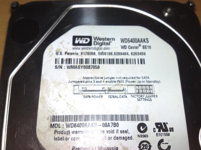 Western Digital 640 Gb Sata II hard disk