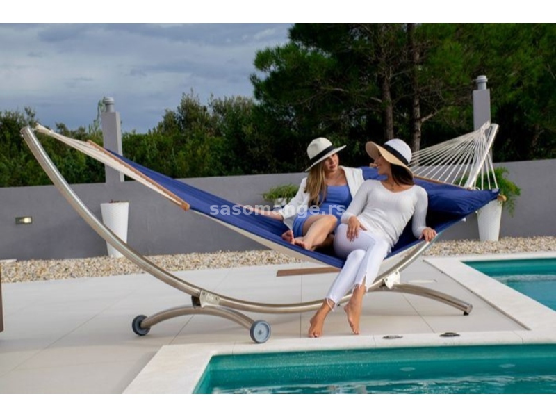 Ležaljke - ljuljaške za bazen, baštu i dvorište, sa stolom u sredini - model Reberg premium inox