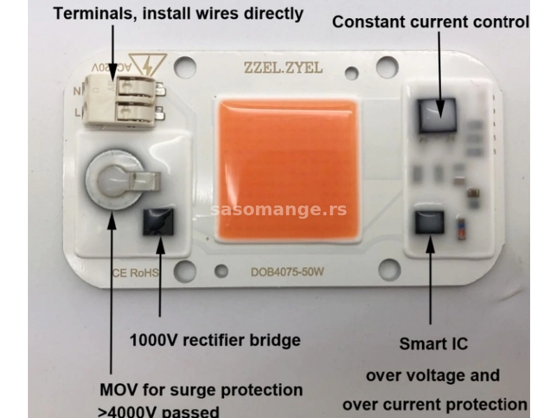 Led dioda chip 50w 220v sa KONEKTOROM bez lemljenja