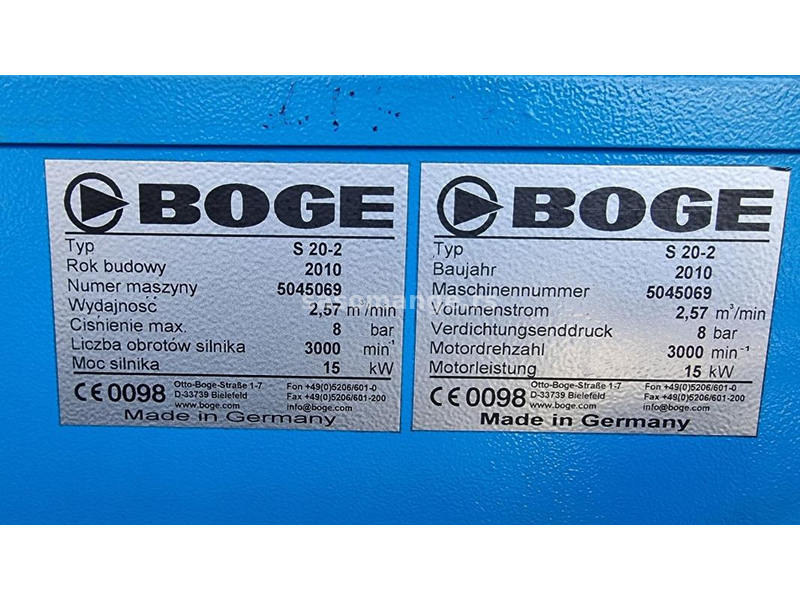 Vijčani kompresor BOGE S 20-2 - 8 bar