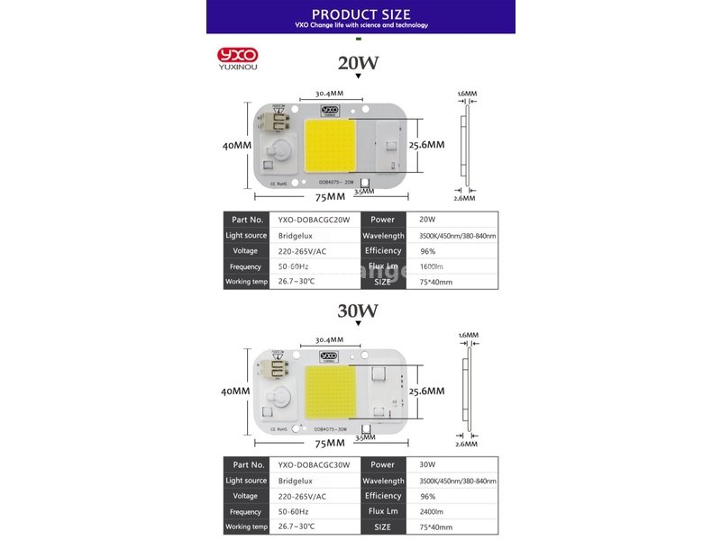 Led dioda chip 50w 220v sa KONEKTOROM bez lemljenja