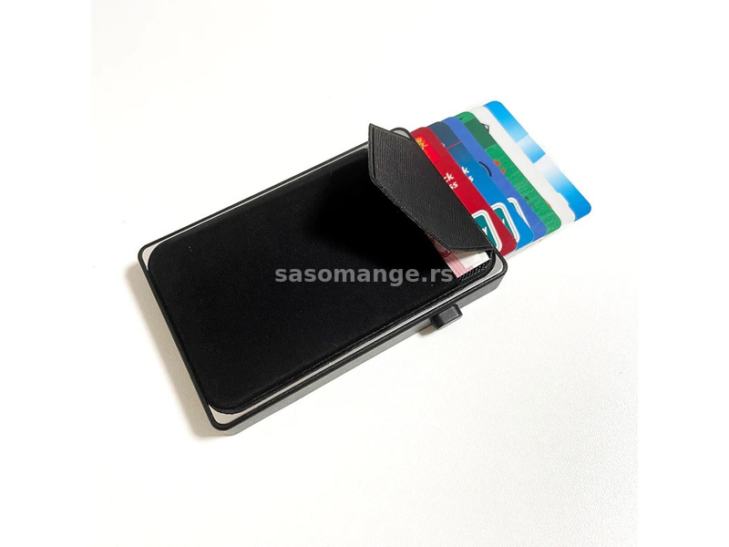 Novcanik za kartice i novac sa RFID zastitom elastik crni