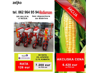 Prodaja kukuruzne 4 redne sejalice ozduman - bez depozitora - NA STANJU