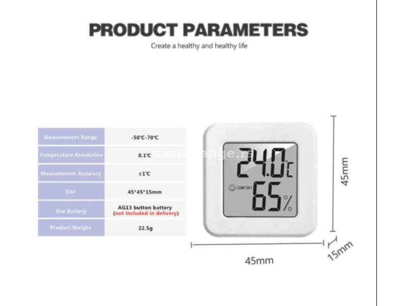 Sobni termometar merac temperature i vlaznost vazduha