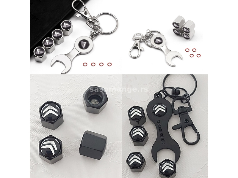 Kapice za ventile Citroen + privezak za ključeve
