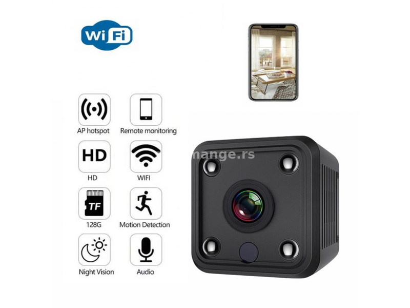 Spijunska mini kamera X6 Ip Wifi Spy Camera 1080P Nocni mod