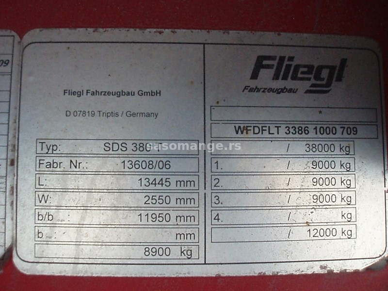 Teretna niskonoseća poluprikolica FLIEGL SDS 380T 2006. godište