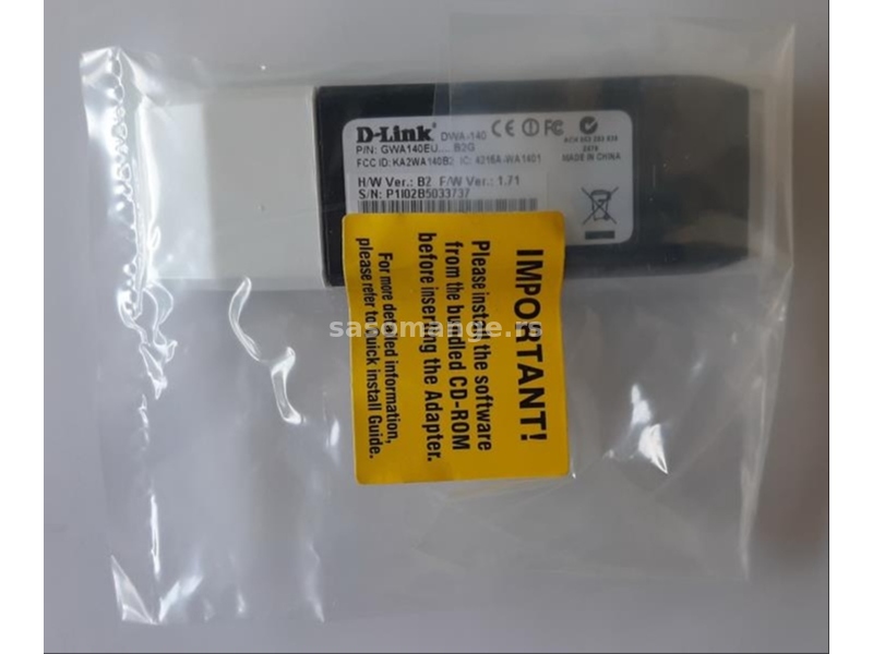 D-Link DWA-140 USB WiFi mini adapter 300 Mb/s NOVO