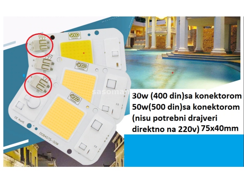 Led dioda chip 50w 220v sa KONEKTOROM bez lemljenja