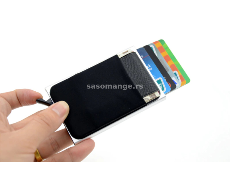 Novcanik za kartice i novac sa RFID zastitom crni elastik