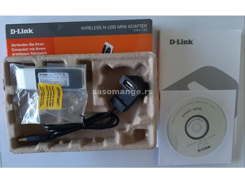 D-Link DWA-140 USB WiFi mini adapter 300 Mb/s NOVO