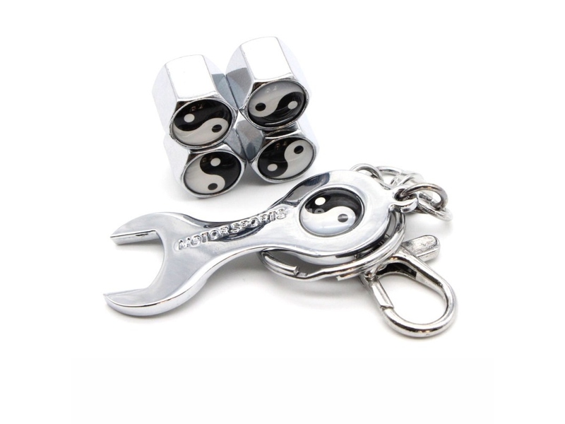 Yin and Yang kapice za ventile + privezak za ključeve