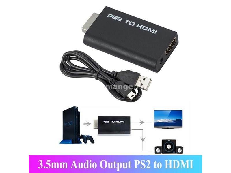 PS2 HDMI adapter, PS2 to HDMI, Sony Playstation 2 - Novo