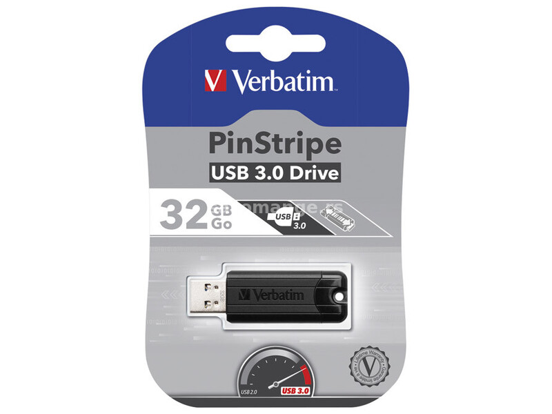 Memorija USB 3.0 32Gb PinStripe Verbatim 49317 crna blister