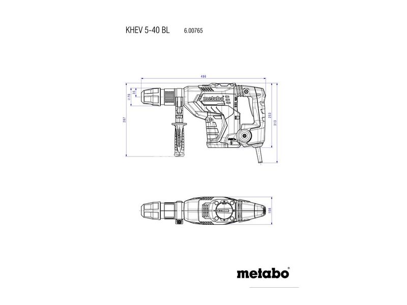 Elektro-pneumatski čekić Metabo KHEV 5-40 BL SDS Max sa motorom bez četkica (600765500)