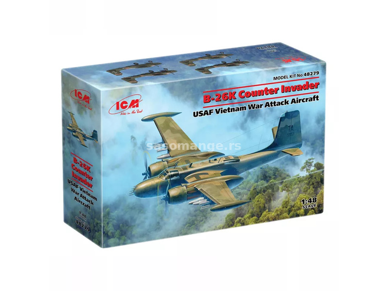 Model Kit Aircraft - B-26K Counter Invader USAF Vietnam War Attack Aircraft 1:48