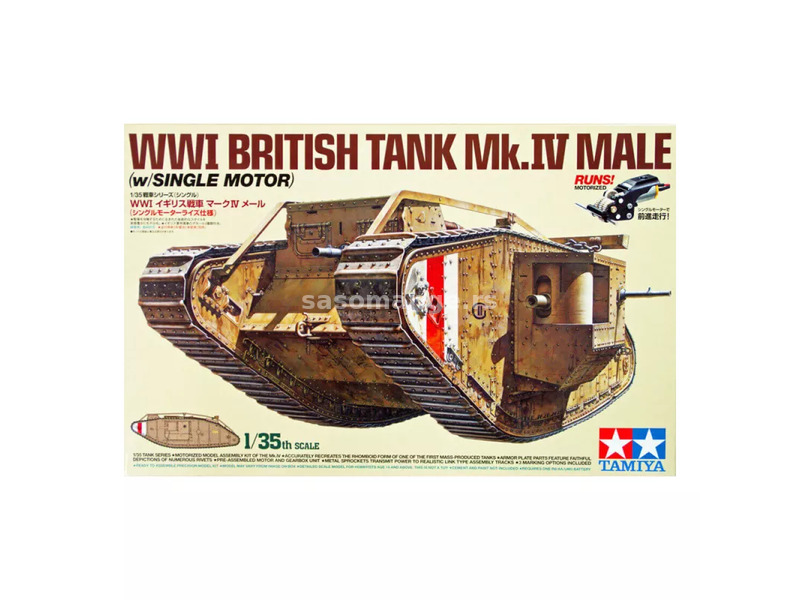 1:35 WWI British Tank Mk. IV Male (Single Motor + Figures)