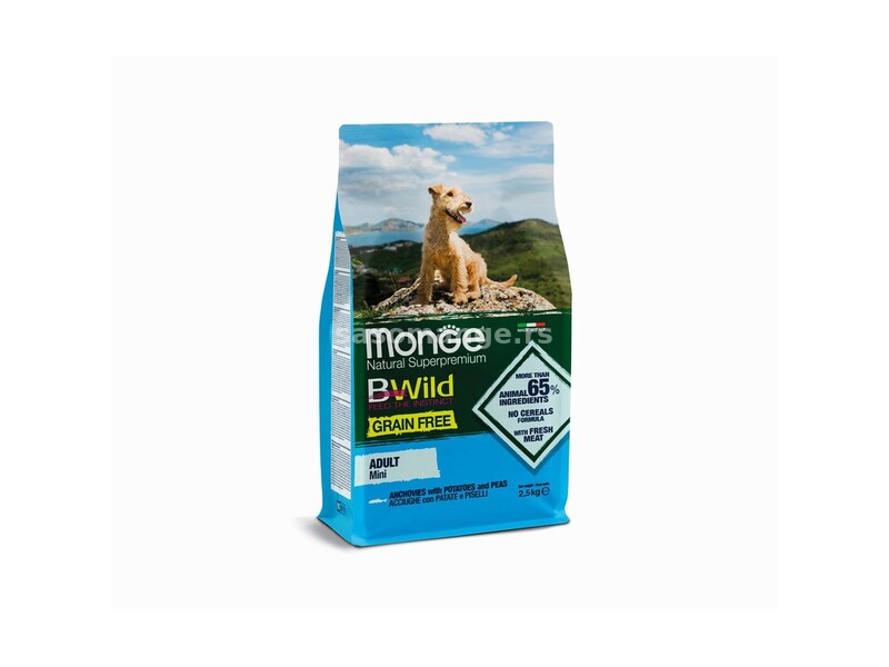 Monge BWild hrana za pse Grain free - inćun, krompir i grašak 2.5kg