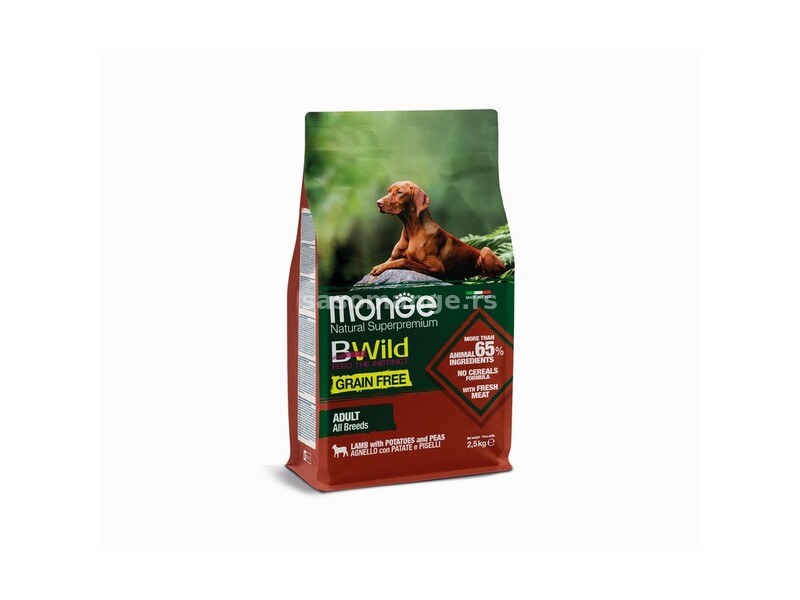 Monge BWild hrana za pse Grain free - jagnjetina, krompir i grašak 2.5kg