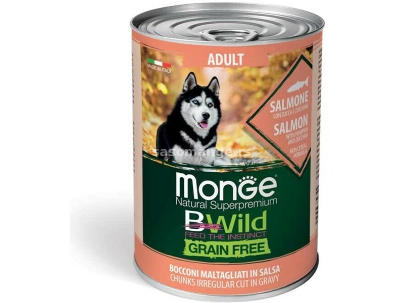 Monge Bwild konzerva za pse Adult - losos 24x400g