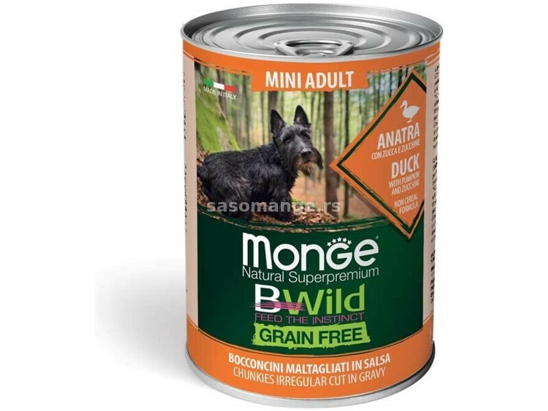 Monge Bwild konzerva za pse Adult MINI - pačetina 24x400g