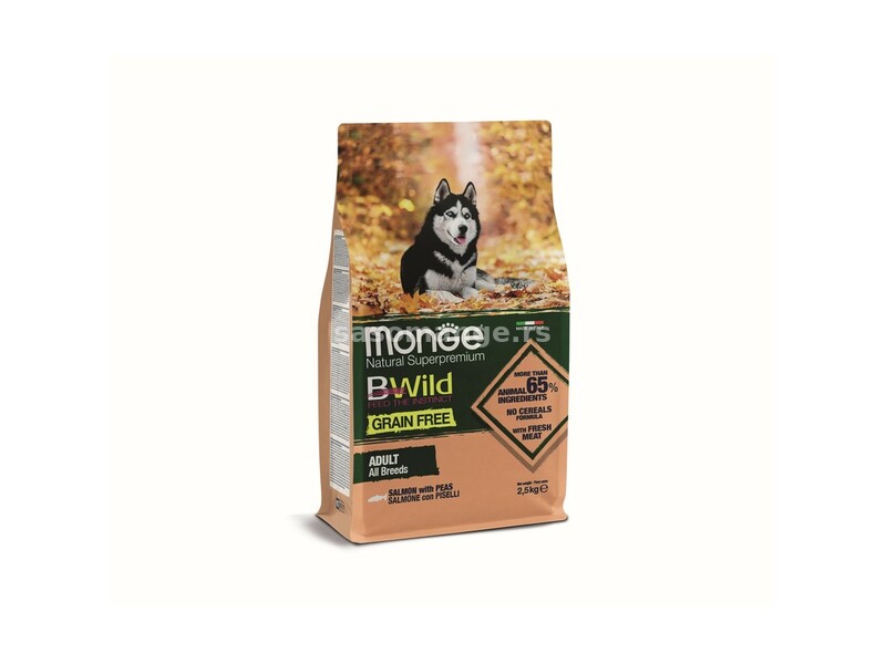 MONGE BWild hrana za pse Grain Free - losos i grašak 2.5kg