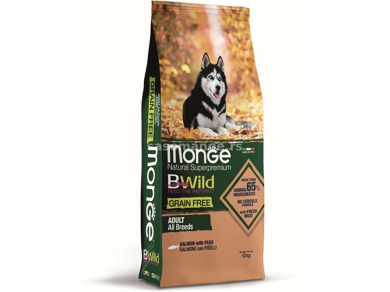 Monge BWild hrana za pse Grain free - losos i grašak 12kg