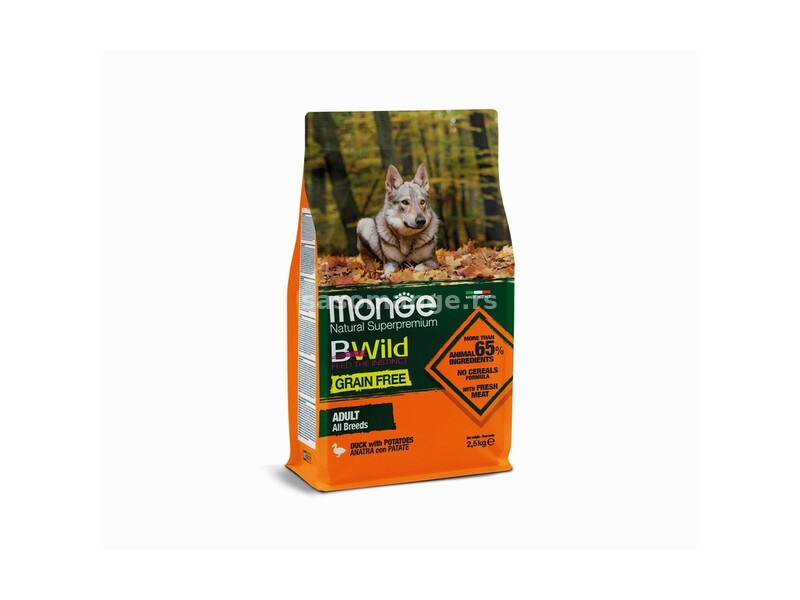 Monge BWild hrana za pse Grain free - pačetina i krompir 2.5kg