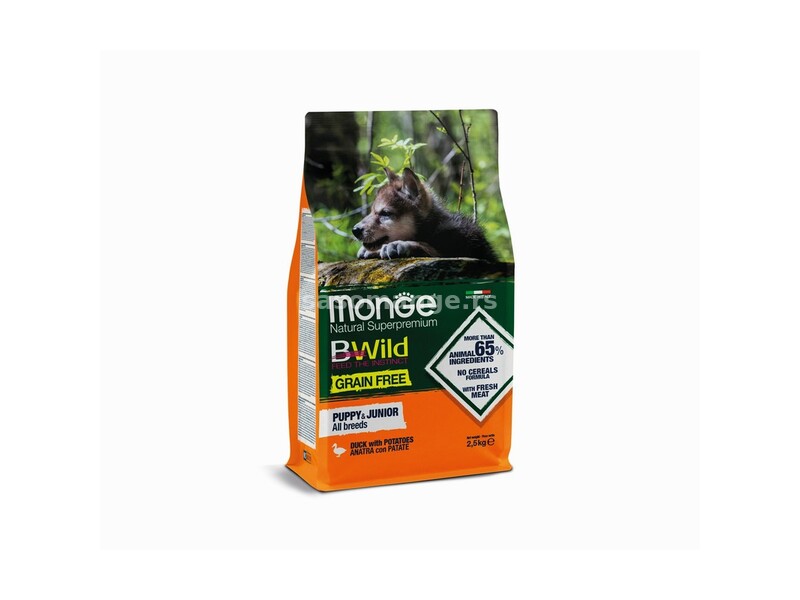 Monge BWild hrana za pse Grain free Puppy - pačetina i krompir 2.5kg