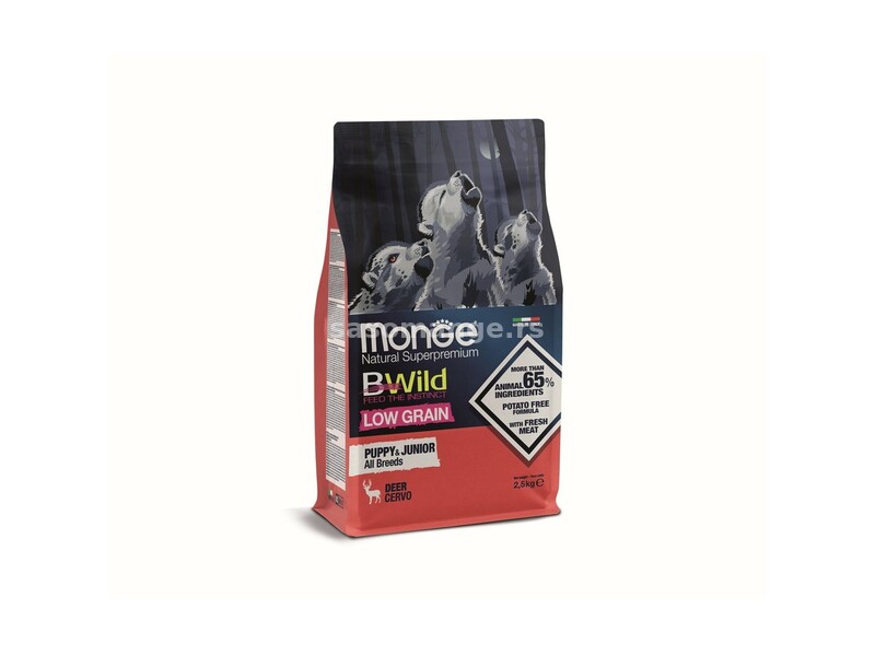 Monge BWild hrana za pse Low free Puppy - jelen 2.5kg